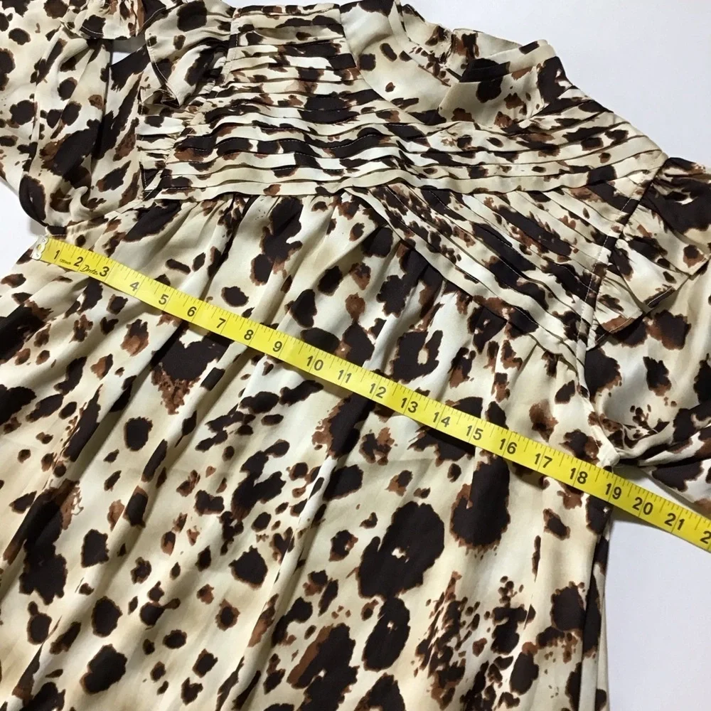 Entro Cow Print Ruffled Long Sleeve Mini Dress - Picture 14 of 16